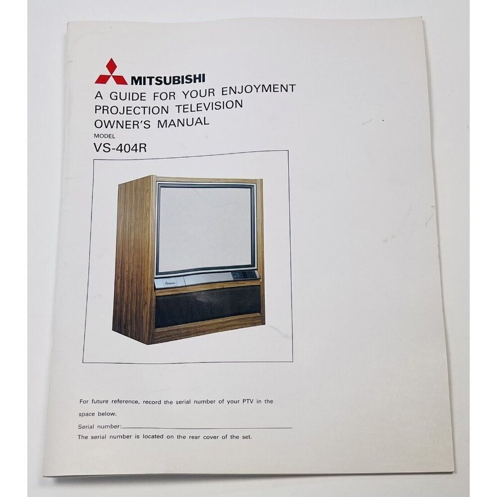 VTG MITSUBISHI Big Screen Projection Television Model VS-404R OWNER'S MANUAL